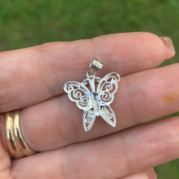 Sterling Silver Small Butterfly Pendant or Charm - Picture 5 of 16